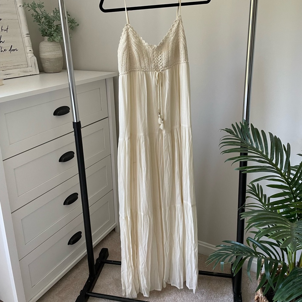 Cream American Eagle Boho maxi dress